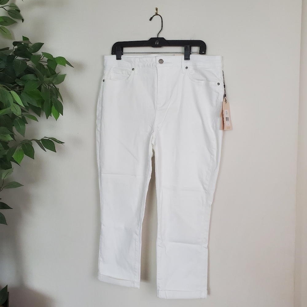 NYDJ Lift Tuck Technology Chloe Capri White Jeans Size 14 - Picture 2 of 14